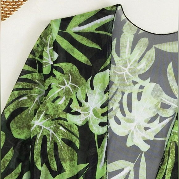 Tummy Control Swimwear, Tropical Print 3-pices Bikini Set in Green Size XL UK 16 - Picture 4 of 5